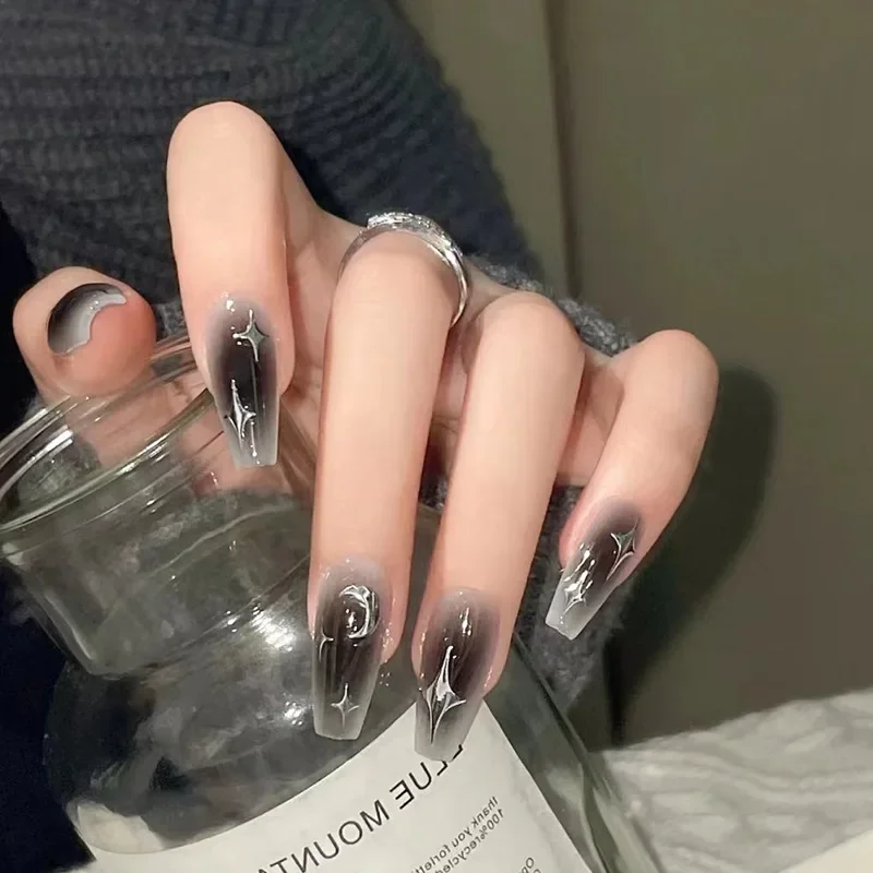 Nail Art Love - 24Pcs/Set Dark Spice Wearable Black Press