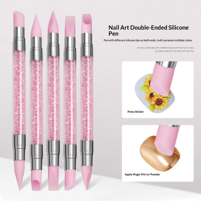 Nail Art Brush Set - 5Pcs/Set 15cm Pink Dual Ended Sculpture