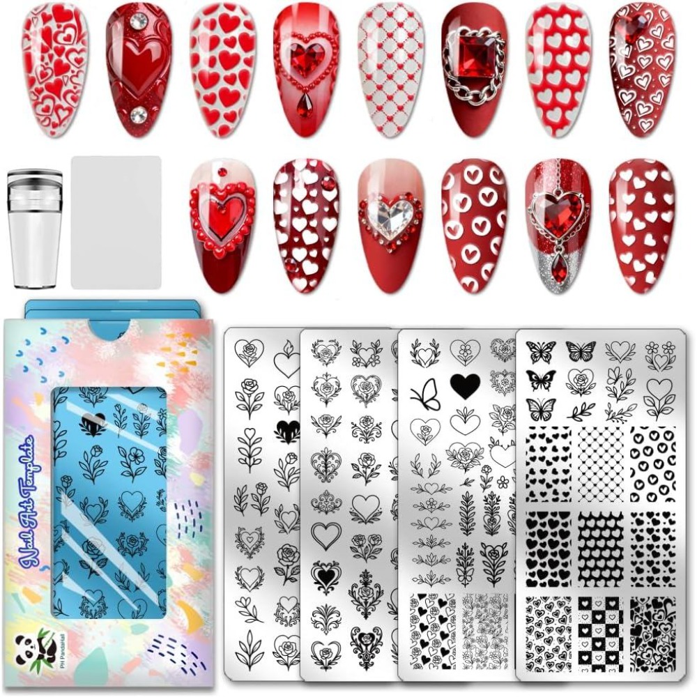 Nail Art Love - 4pcs Heart Nail Stamping Plate Love