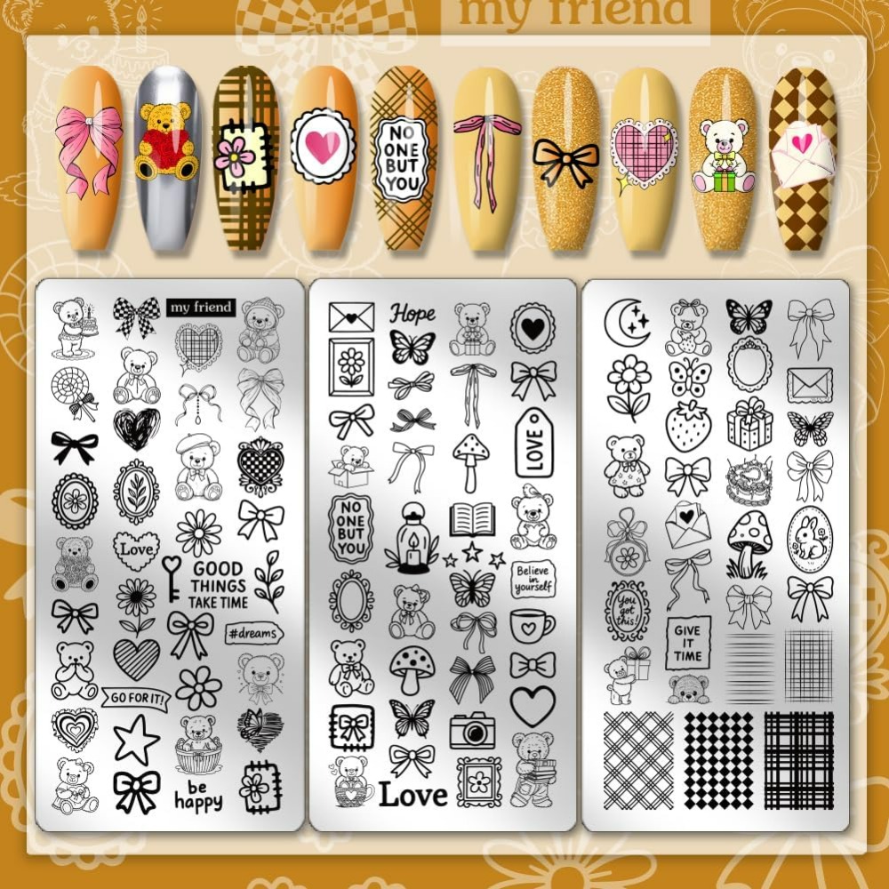 3pcs Cute Bear Nail Stamping P - Nail Art Love recension och pris