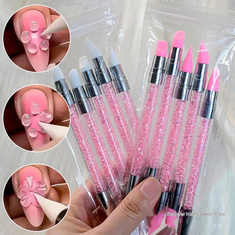 5Pcs/Set 15cm Pink Dual Ended  - Nail Art Brush Set recension och pris