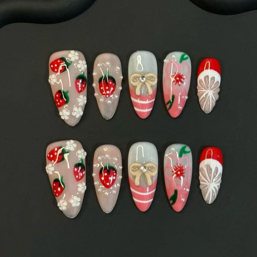 10Pcs Summer Lovely  Red Straw - Nail Art Love recension och pris