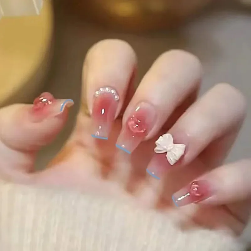 24Pcs/Set Fake Nails Art Bow P - Nail Art Love recension och pris