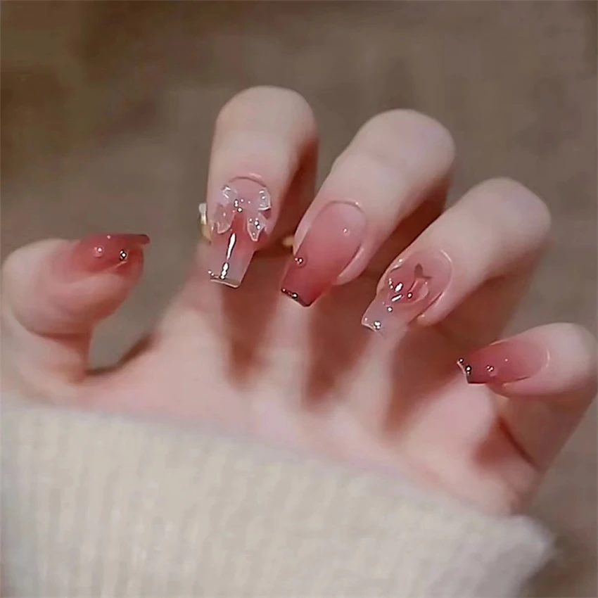 24Pcs/Set Fake Nails Art Bow P - Nail Art Love recension och pris